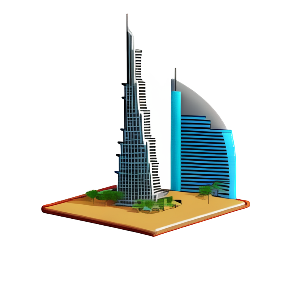 dubai 3d rendering icon illustration free png